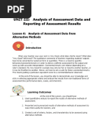 UNIT III: Analysis of Assessment Data and Reporting of Assessment Results