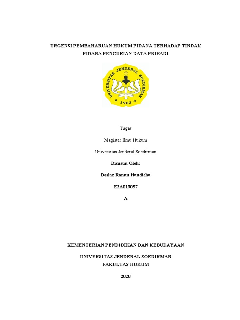 Urgensi Pembaharuan Hukum Pidana Terhadap Tindak Pidana Pencurian Data ...