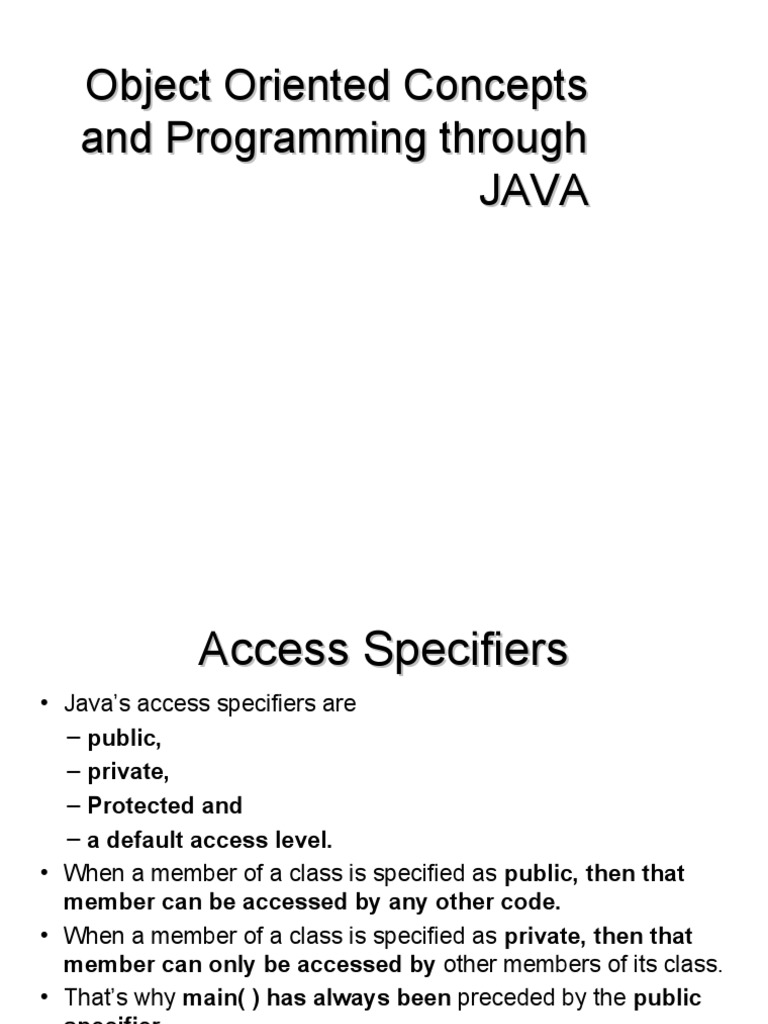 Object Oriented Concepts Through Java | PDF | Inheritance (Object ...