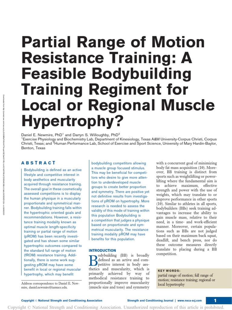 Partial Range of Motion Resistance Training: A Feasible Bodybuilding ...