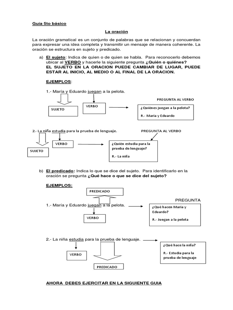 Estructura de la Oración: Sujeto y Predicado | PDF | Asunto (gramática ...
