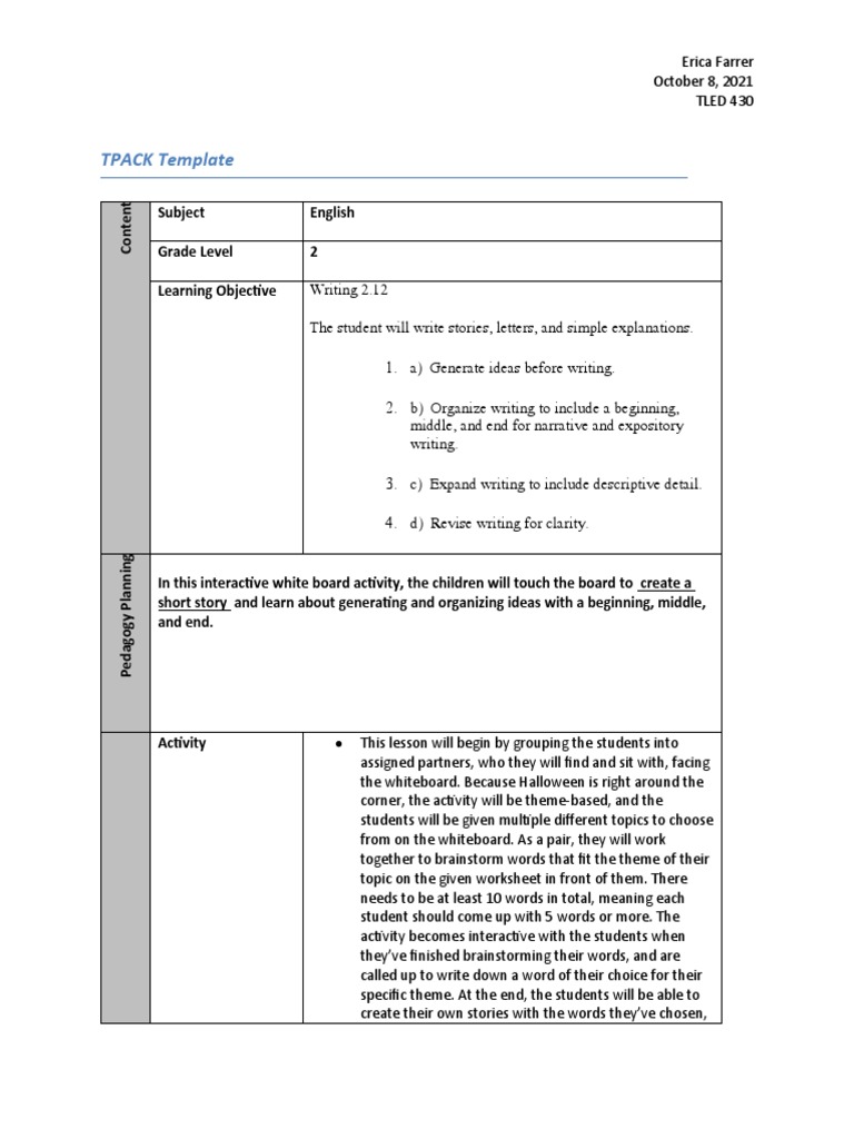 Iwb Activity - Erica Farrer | PDF | Pedagogy | Behavior Modification