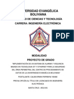 Implementación de Un Sistema de Alarma y Vigilancia Basado en Tecnología Iot y Ethernet Para La Seguridad Perimetral Del Centro de Procesamiento de Datos de La Universidad Evangélica Boliviana