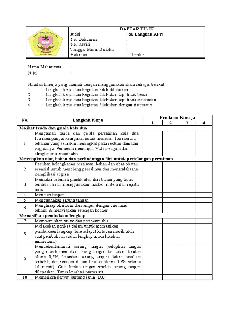 Daftar Tilik 60 Langkah Apn | PDF
