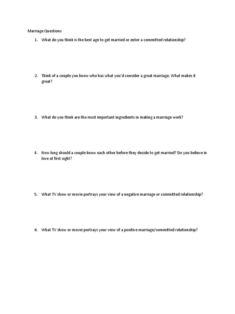 Marriage Questions Fillable | PDF