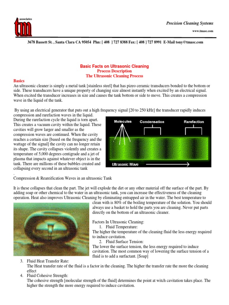 Basic Ultrasonic Cleaning Procedures PDF Ultrasound Liquids