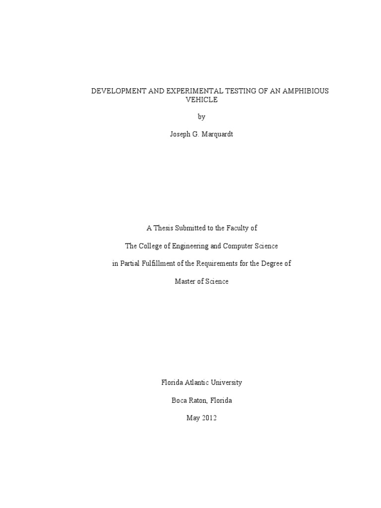 (Thesis) Development of Experimental Testing of An Amphibious Vehicle ...