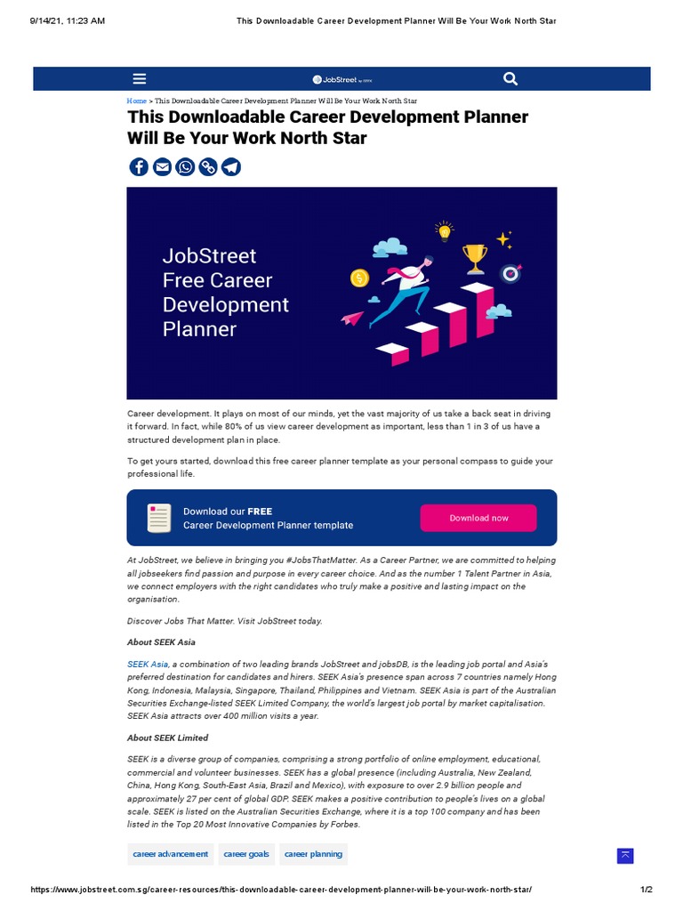 Career Development Planner Template | PDF | Asia | Communication