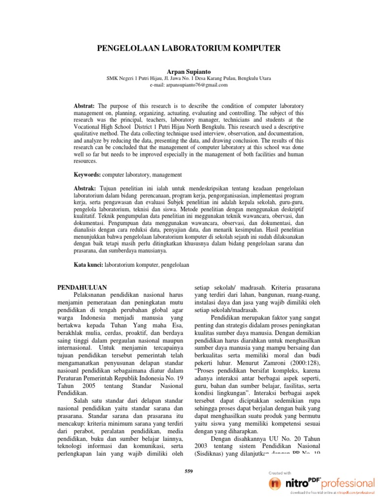 Pengelolaan Laboratorium Komputer Pdf