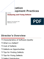 Application Development Practices: Analyzing and Fixing Defects