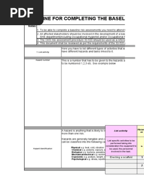 OHS Baseline Risk Assessment - Catering Contract October 2021