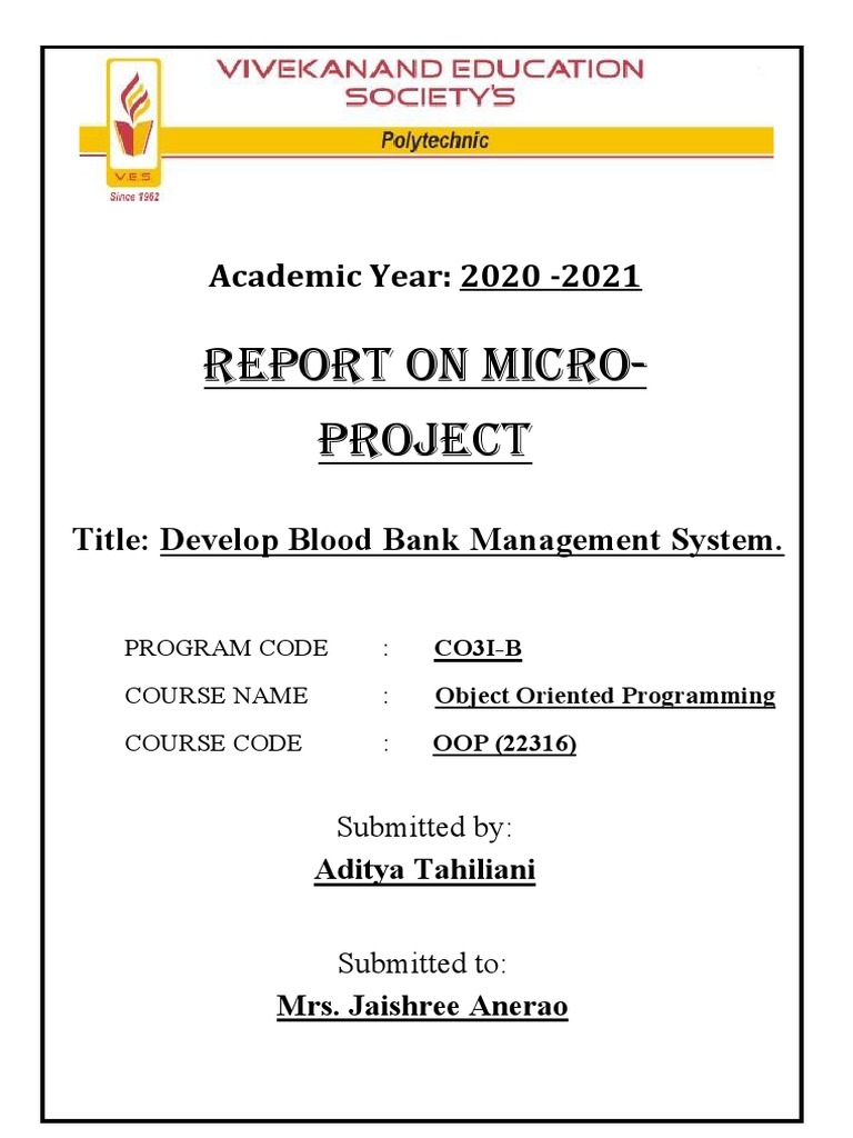 Blood Bank Management System Report | PDF | Object Oriented Programming ...