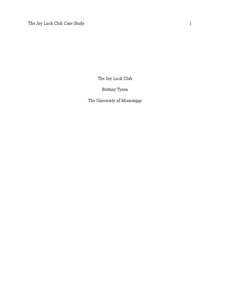 SW 602 The Joy Luck Club PDF Psychotherapy Domestic Violence