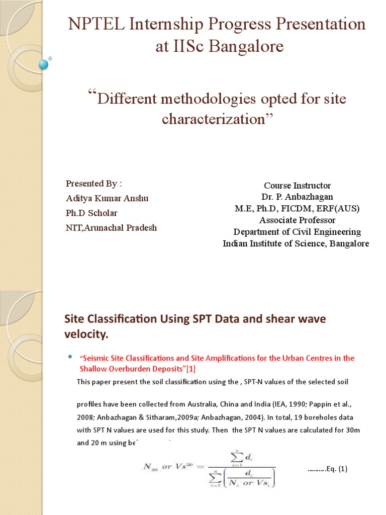 Nptel Internship Progress Presentation at Iisc Bangalore Different