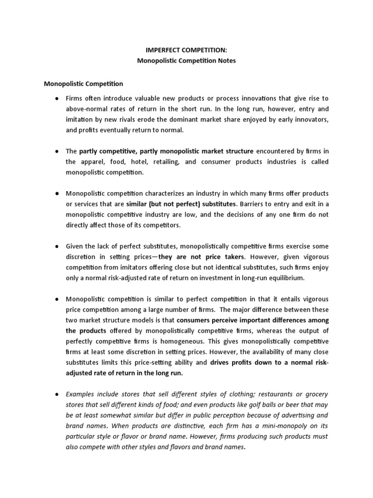 Monopolistic Competition Overview | PDF | Monopoly | Profit (Economics)