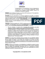 Comunicado Cohep Feriados Septiembre y Octubre 2021