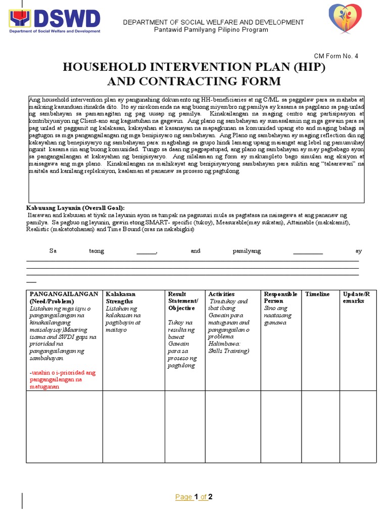 Household Intervention Plan | PDF