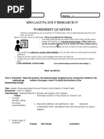 Sdo Laguna Ste-P Research Iv Worksheet Quarter 1: and Do Not Write Anything On Your Module and Other Activity Sheets.)