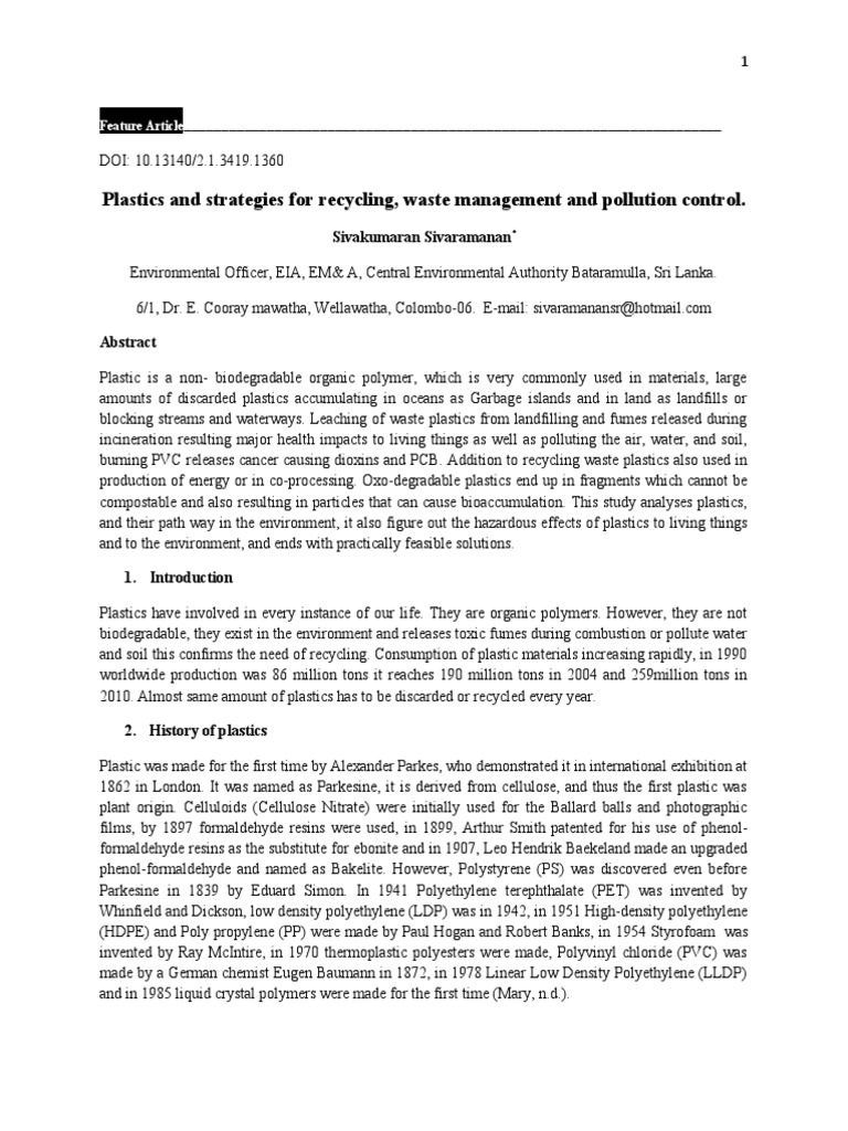 Plastic Recycling & Pollution Solutions | PDF | Polyurethane | Plastic