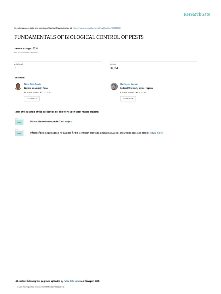 Biological Control of Pest PDF Biological Pest Control Parasitism