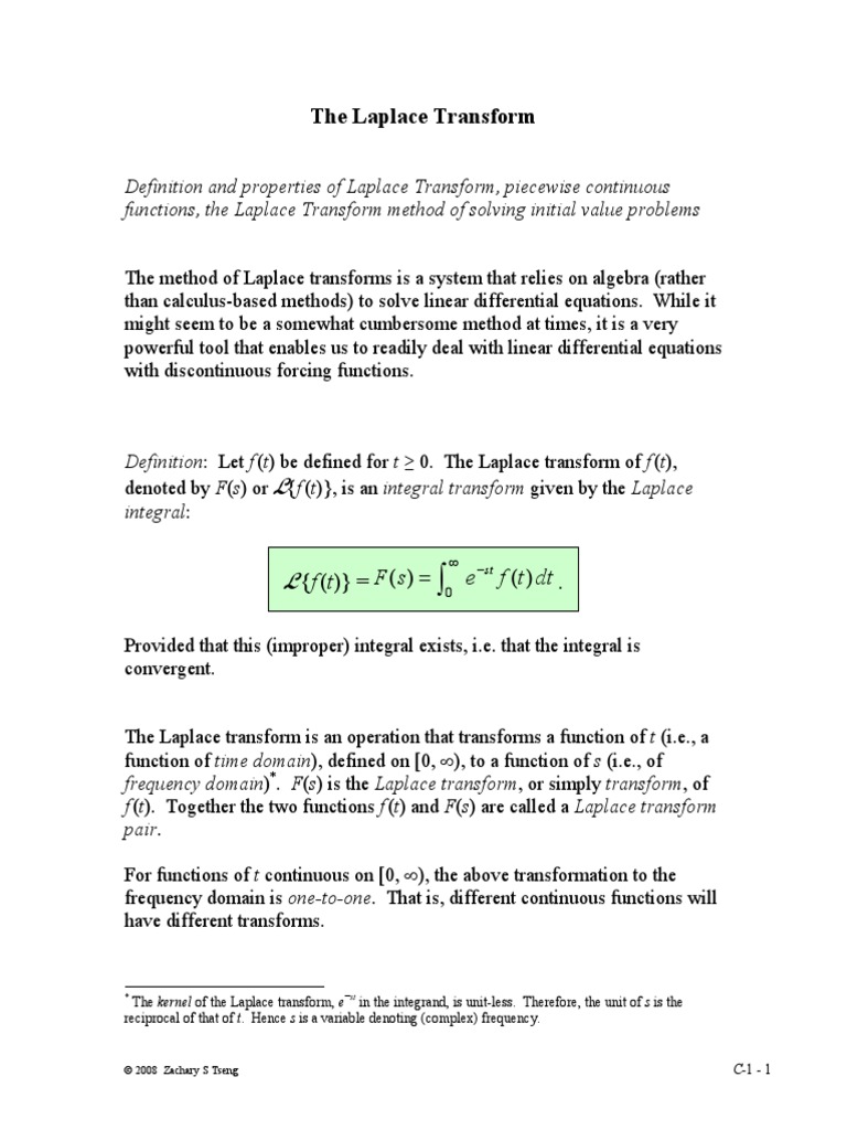 Laplace Transform Addtional Reference | PDF | Equations | Laplace Transform