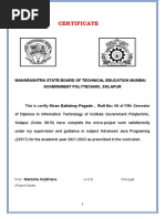 Certificate: Maharashtra State Board of Technical Education Mumbai Government Polytechnic, Solapur