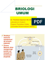 EMBRIOLOGI UMUM MENJELASKAN PROSES PEMBENTUKAN SEL GAMET, FERTILISASI, DAN PERKEMBANGAN EMBRIO AWAL