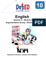 English: Quarter 2 - Module 3 Argumentative Essay: Writing It Right