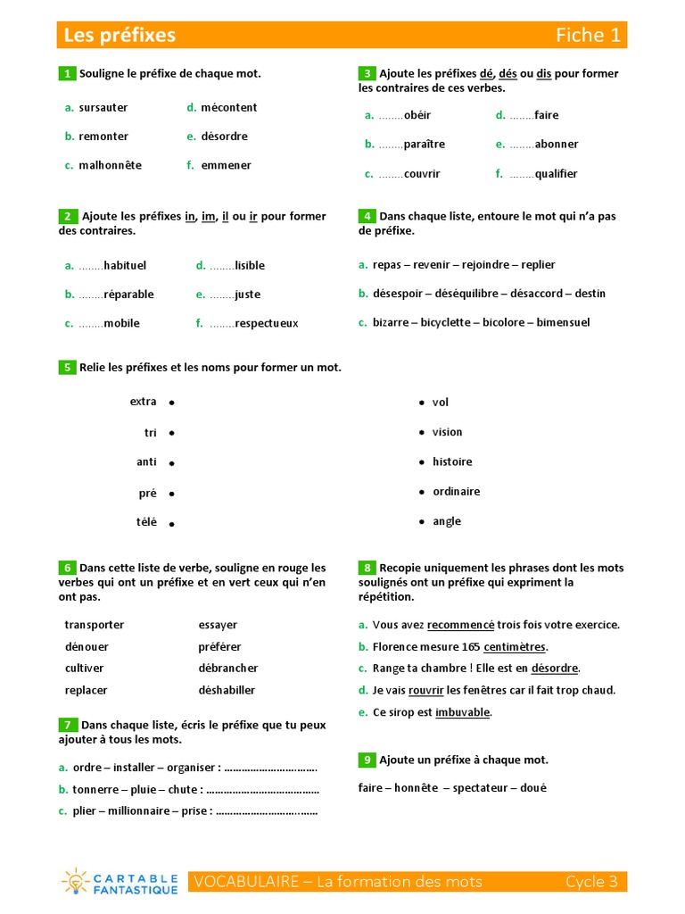 Exercice Famille De Mots Cm1 à Imprimer CM1 Famille de Mots | PDF