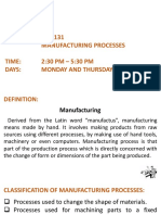 Lecture 1. Classification of Manufacturing Processes, Safety and Housekeeping