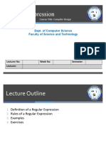 Regular Expression: Dept. of Computer Science Faculty of Science and Technology