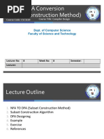 NFA To DFA Conversion (Subset Construction Method) : Dept. of Computer Science Faculty of Science and Technology