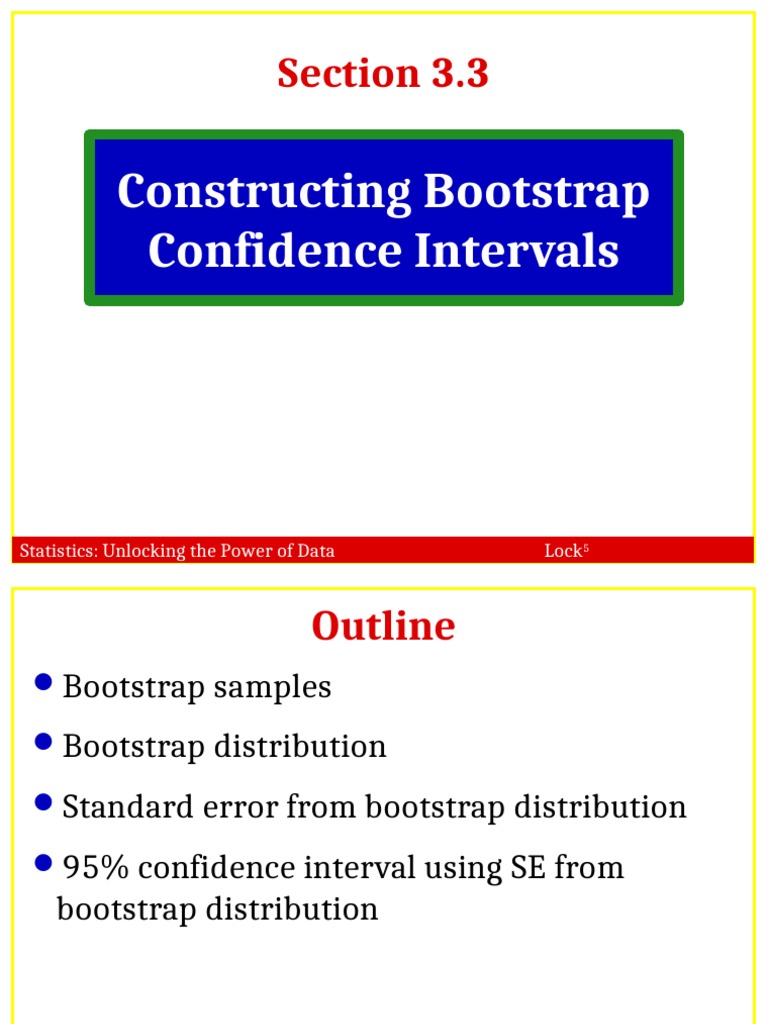 Constructing Bootstrap Confidence Intervals Section 3.3 PDF Bootstrapping (Statistics
