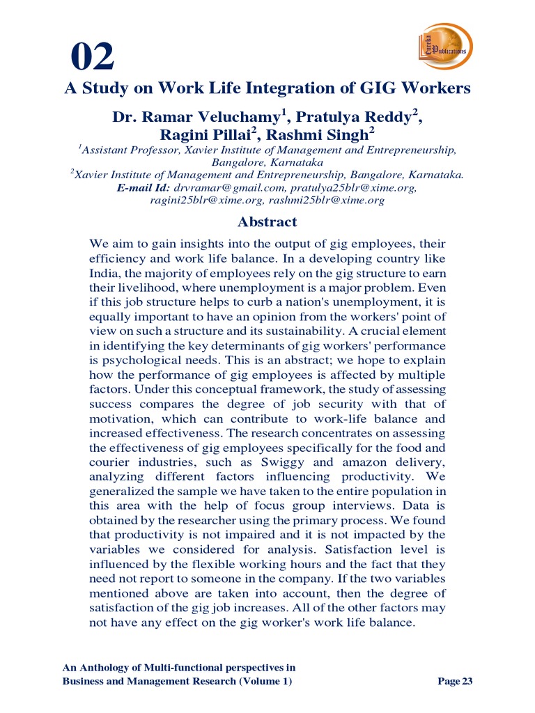 Work-Life Balance in the Gig Economy | PDF | Employment | Dependent And ...