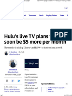 Hulu's Live TV Plans Will Soon Be $5 More Per Month: The Service Is Adding Disney+ and ESPN+ To Both Options As Well