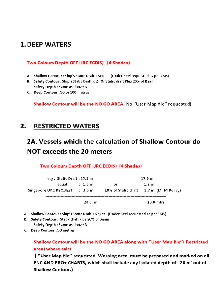 ECDIS Safety Contour and Depth Guidelines | PDF | Contour Line | Water ...