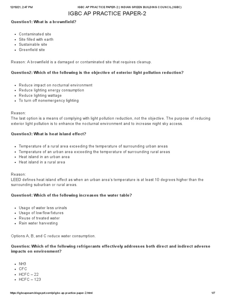 IGBC AP Exam Practice Paper 2 | PDF | Green Building | Leadership In ...