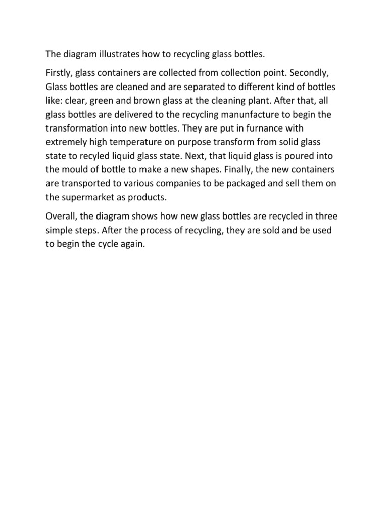 The Diagram Illustrates How To Recycling Glass Bottles PDF