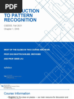 To Pattern Recognition: CSE555, Fall 2021 Chapter 1, DHS