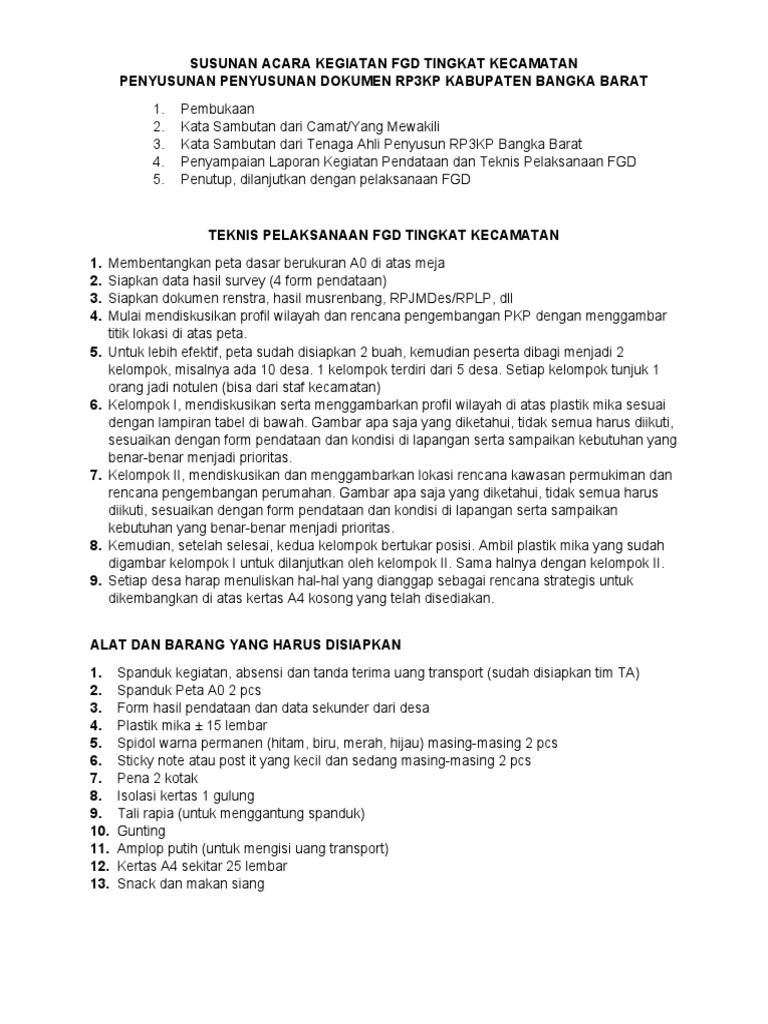 Catatan Pelaksanaan FGD Untuk Koorlap Dan Ta | PDF