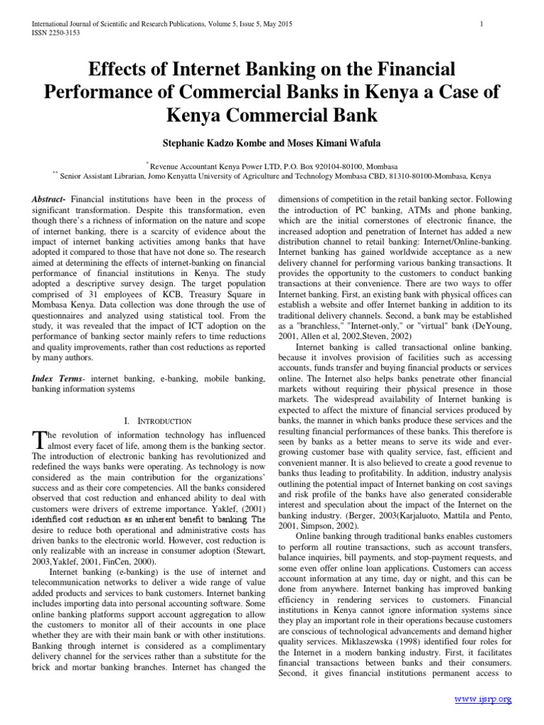 Effect of Electronic Banking PDF Banks & Banking Online Banking