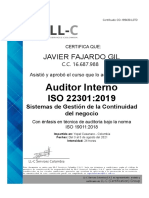 Auditor Iso-22301 Continuidad Del Negocio Javier Fajardo Gil