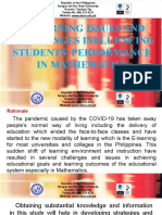 E-Learning Issues and Challenges Influencing Students' Performance in Mathematics