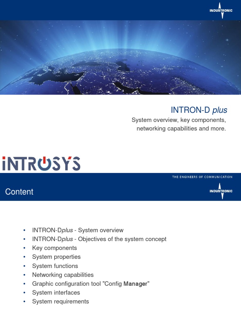 INTRON-D Plus: System Overview, Key Components, Networking Capabilities ...