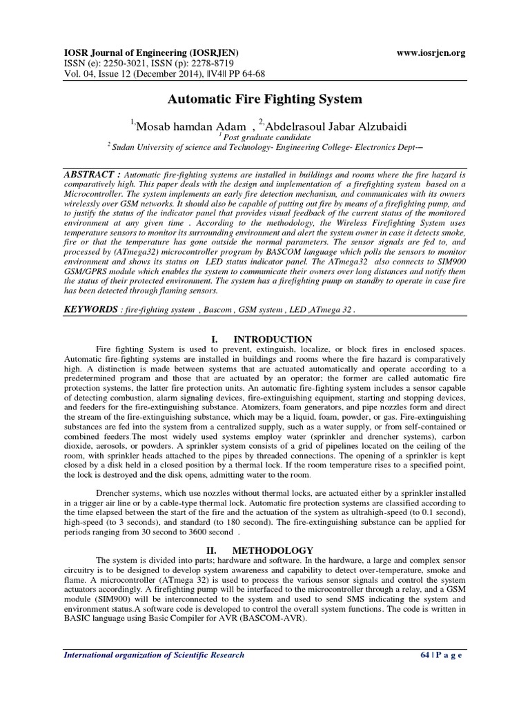 Wireless Automatic Fire Fighting System | PDF | Fire Sprinkler System ...