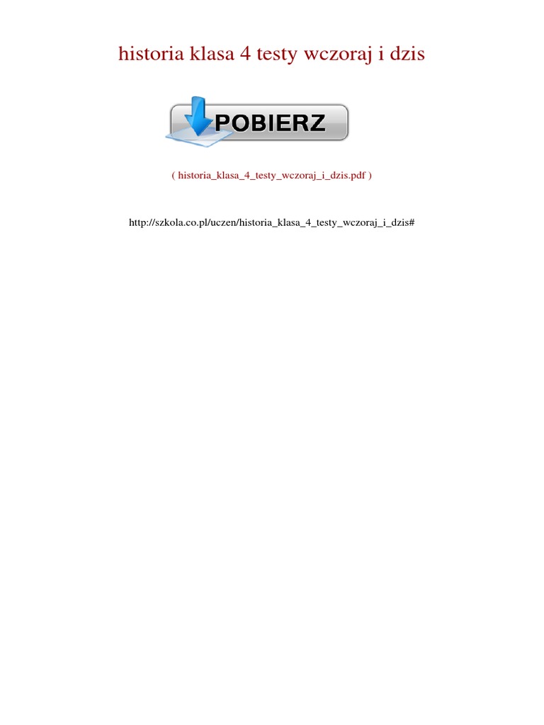 Wczoraj I Dziś Klasa 4 Pdf