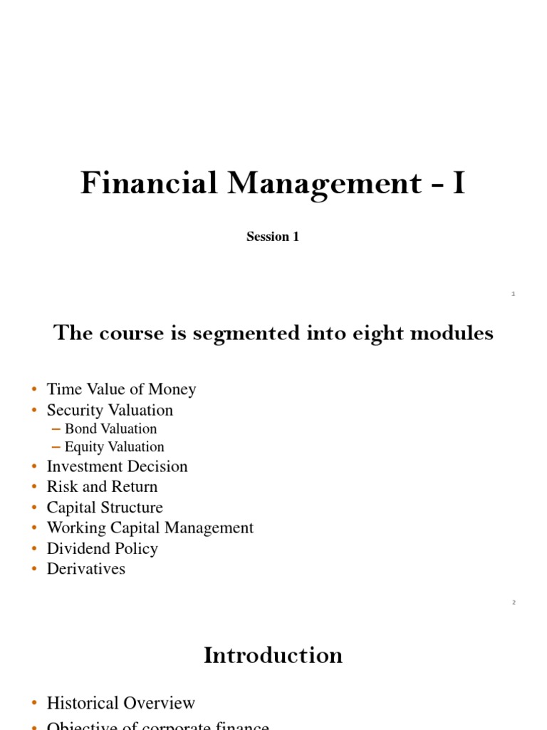 Financial Management Course Overview | PDF | Present Value | Valuation ...