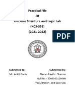 Practical File of Discrete Structure and Logic Lab (KCS-353) (2021-2022)