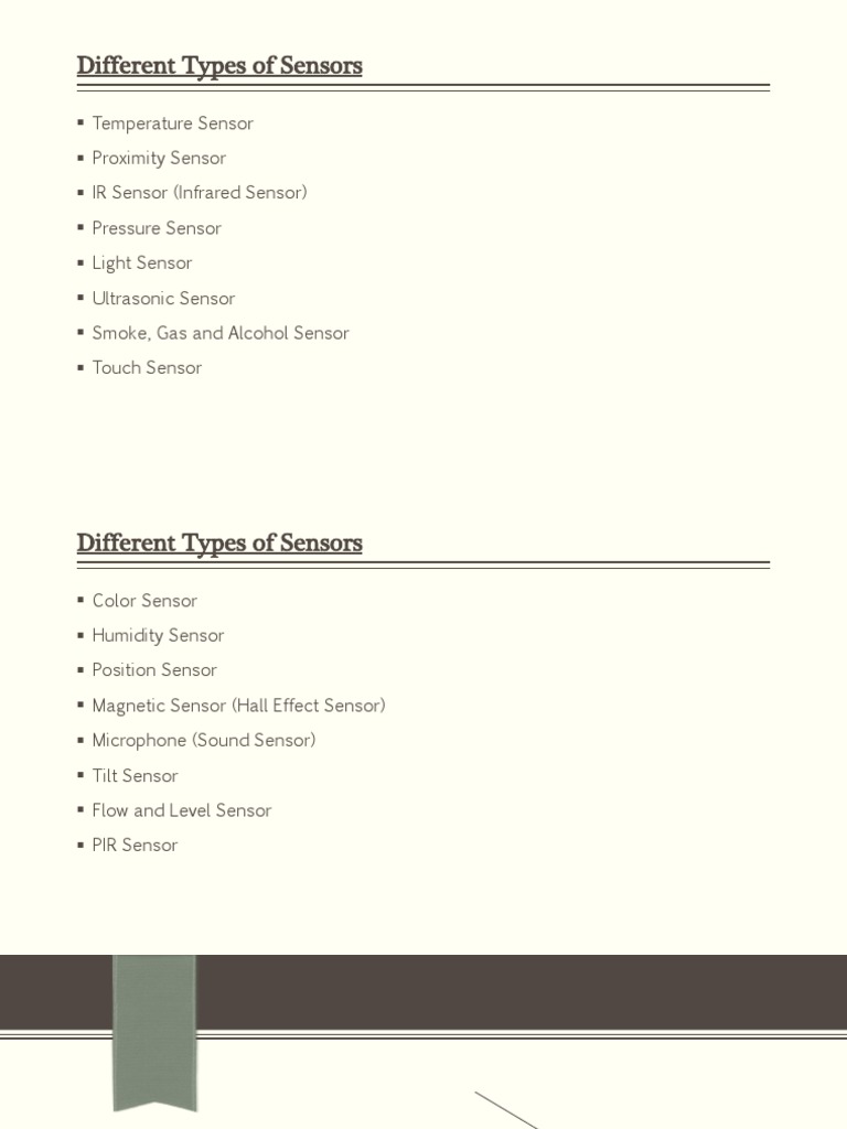 Different Types of Sensors PDF Sensor Infrared