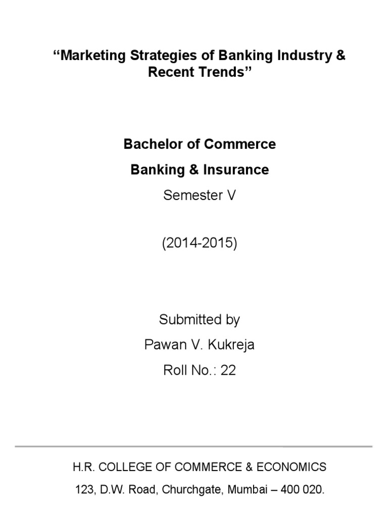 Black Book Project On Marketing in Banking Sector and Recent Trends